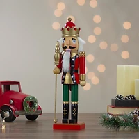 14" Wooden Nutcracker King with Scepter