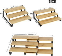 Natural 3-Tier Expandable Step Spice Rack for Kitchen Cabinet, 4ct.