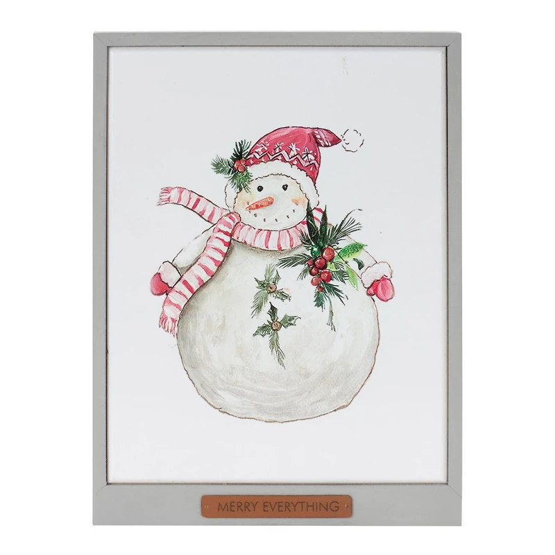 Framed Santa & Snowman Wall Art Set