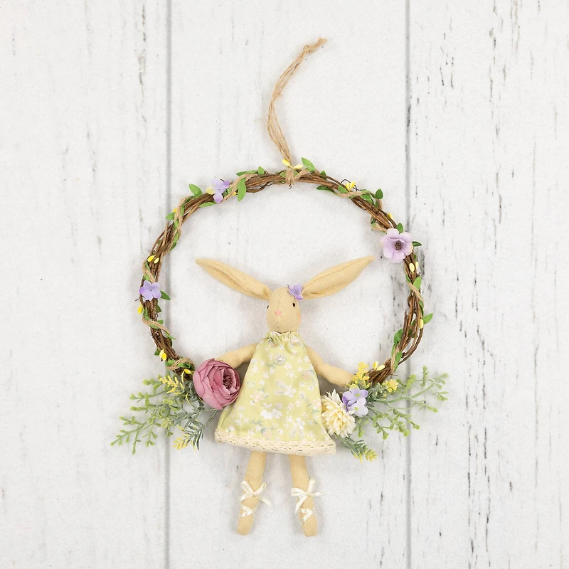 10" Girl Bunny Artificial Floral Easter Wreath