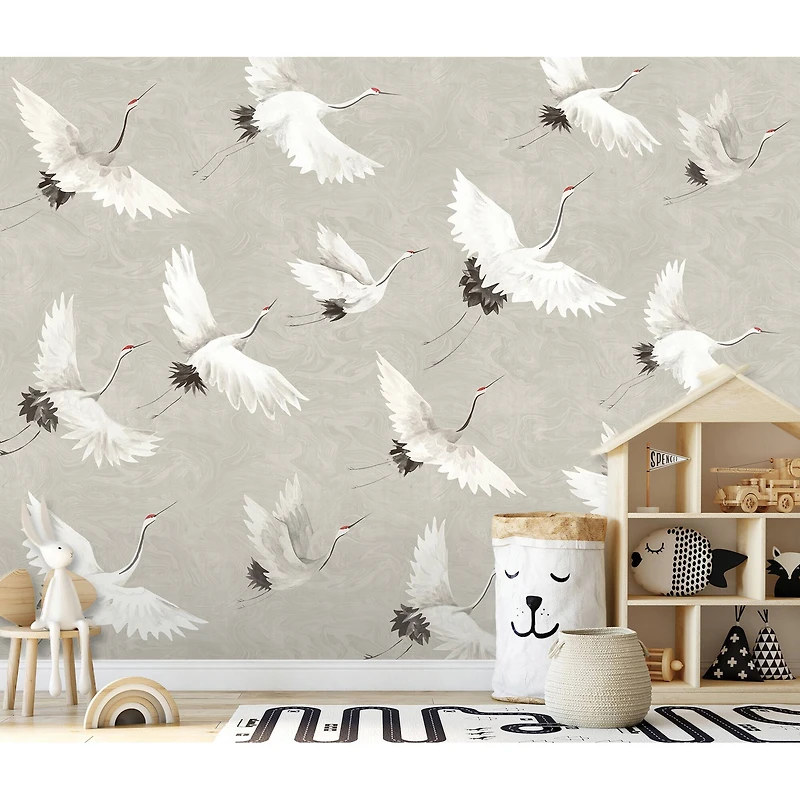 Katie Hunt Dove Gray Crane You Later Wall Mural