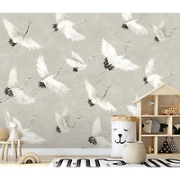 Katie Hunt Dove Gray Crane You Later Wall Mural