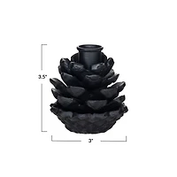 Hello Honey® 3.5" Black Cast Metal Pinecone Taper Candle Holder