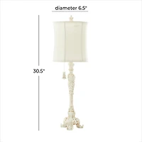 White Polystone Coastal Buffet Lamp 7" x 7" x 31"