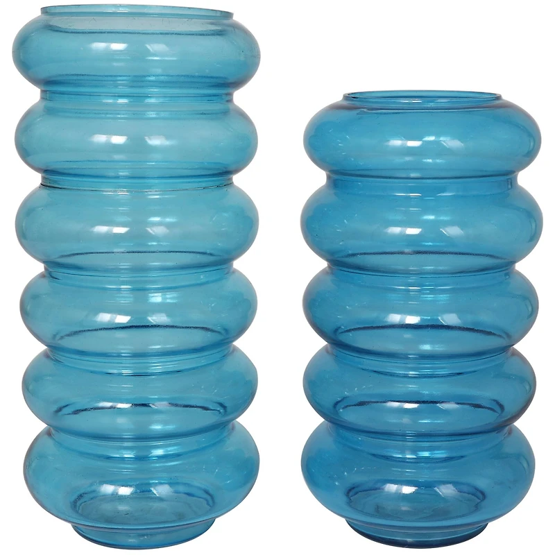 Blue Bubble Glass Vase Set