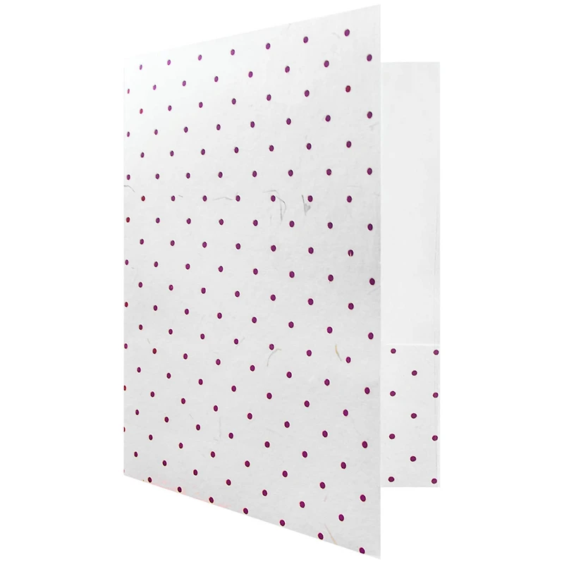 JAM Paper White & Burgundy Dots Handmade Recycled Folders, 6ct.