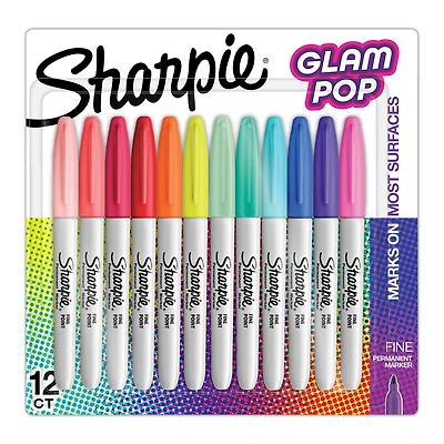 Sharpie® Glam Pop 12 Color Fine Tip Permanent Markers