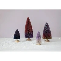 Hello Honey® 11" Purple & Burgundy Ombre Bottle Brush Tree with Wood Base and Glitter