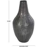 13" Black Metal Snakeskin Inspired Vase with Dimensional Wavy Accents