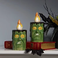 6" Green Frankenstein Candles with LED Lights, 2ct.