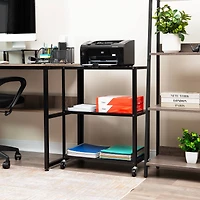 Mind Reader Rolling Cart, Microwave Stand, 3-Tier, Coffee Cart, Office, Metal, Black