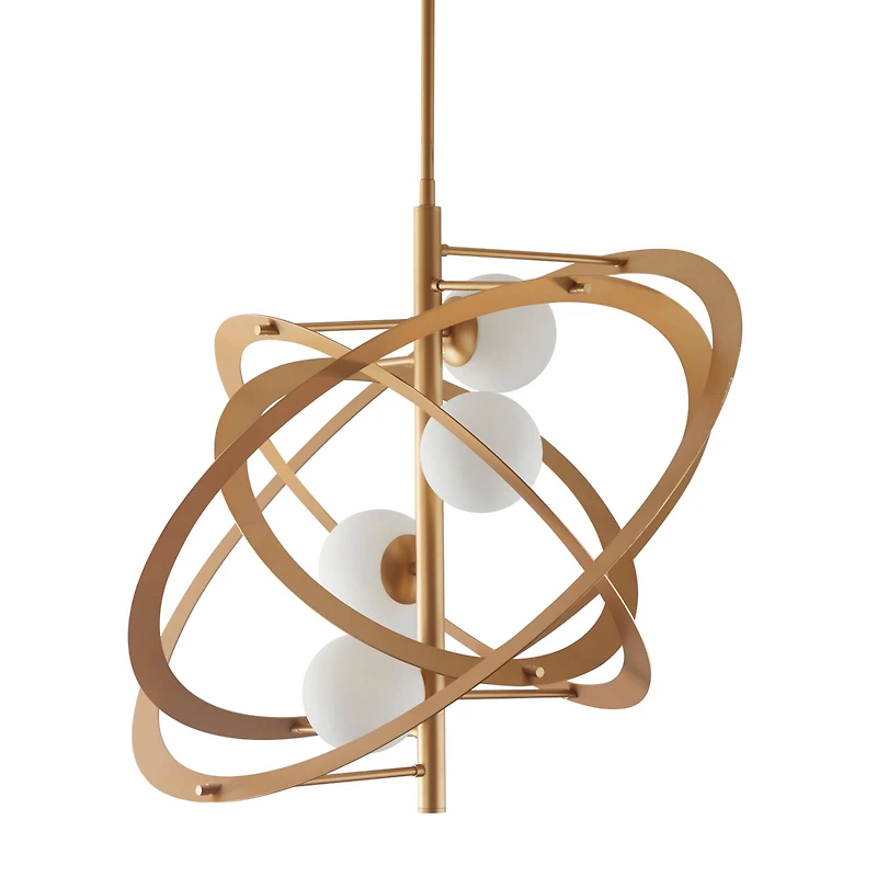 Gold Metal 4 Light Chandelier with Suspension Rod 30" x 30" x 70"