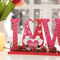 Glitzhome® 14.25" Valentine's LOVE Wooden Gnome Table Decor
