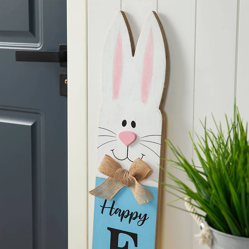 Glitzhome® 42" Wooden Double-Sided Easter Welcome Porch Sign with Bunny Ears