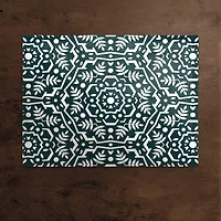 Folk Floral Teal 18" x 14" Cotton Twill Placemat