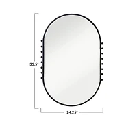 Hello Honey® 35.5" Matte Black Metal Framed Oval Wall Mirror with Balls