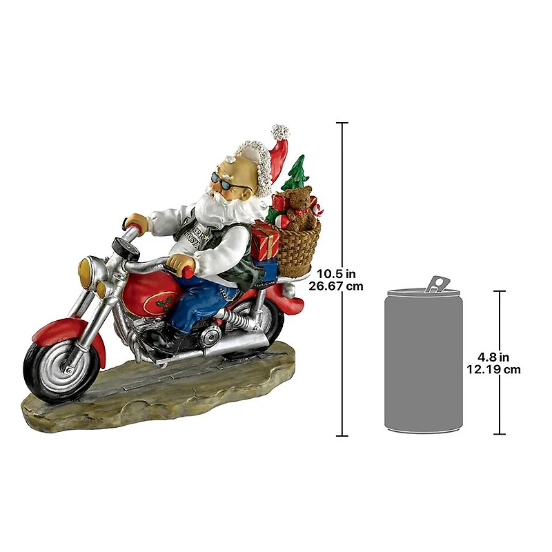 11" Old School Father Christmas Santa Biker Statue