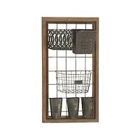 32" Brown Metal Farmhouse Magazine Rack Holder