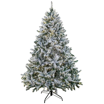 9ft. Pre-Lit Snowy Hudson Artificial Christmas Tree, Warm White LED Lights