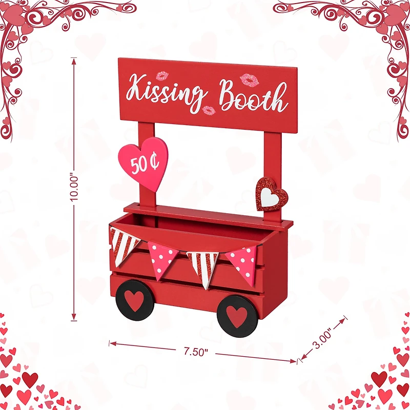 Glitzhome® 10" Valentine's Wooden Kissing Booth Table Décor