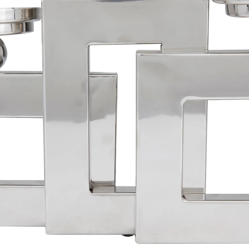 Silver Stainless Steel Modern Candle Holder, 11" x 14" x 6"