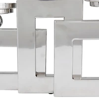 Silver Stainless Steel Modern Candle Holder, 11" x 14" x 6"