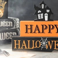 Glitzhome® 9.5" Happy Halloween Haunted House Block Sign