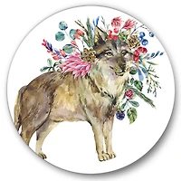 Designart - Wolf With Woodland Flowers