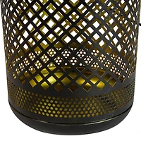 7" Black Diamond Cutout LED Outdoor Solar Lantern with Handle