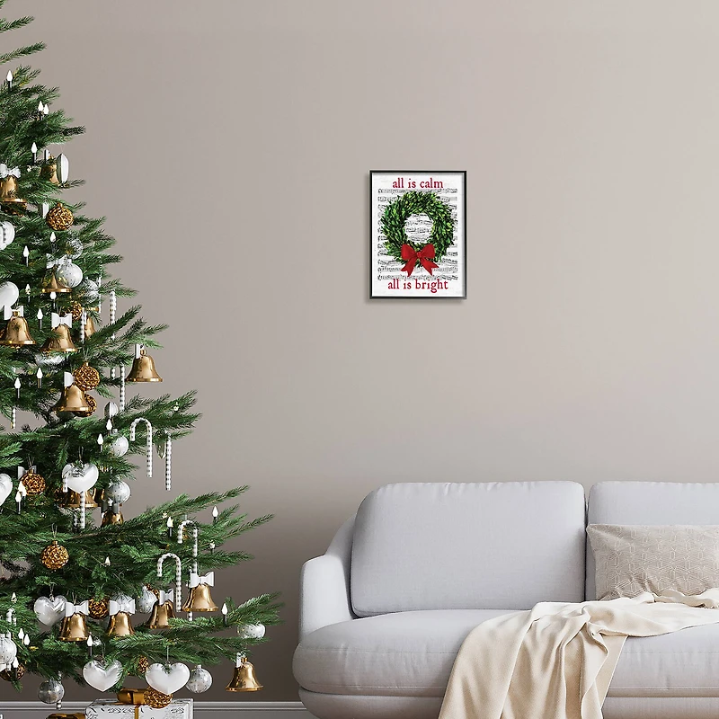 Stupell Industries All Is Calm Christmas Song Framed Giclee Art