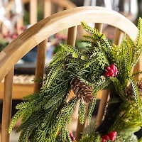 Glitzhome® 14"D Christmas Mini PE Wreath with Pinecones and Red Berries Set