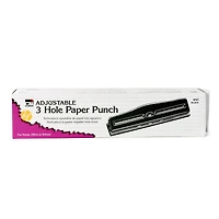 Charles Leonard Black 3-Hole 12-Sheet Paper Punch with Adjustable Holes, 2ct.