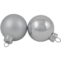 10ct. 1.75" Silver Shiny and Matte Glass Ball Christmas Ornaments