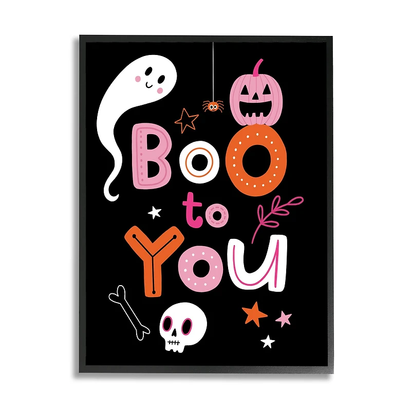 Stupell Industries Boo To You Smiling Halloween Elements Framed Giclee Art