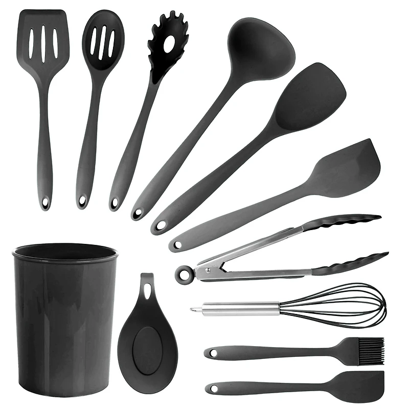 MegaChef Black Silicone Cooking Utensils Set, 12ct.
