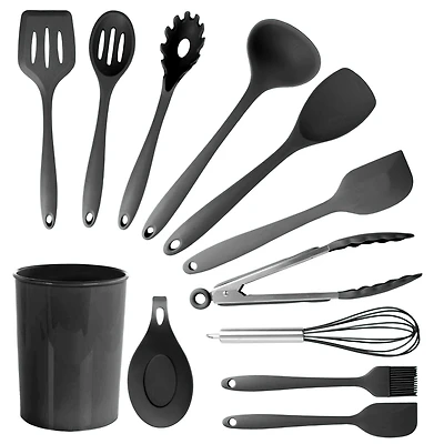 MegaChef Black Silicone Cooking Utensils Set, 12ct.