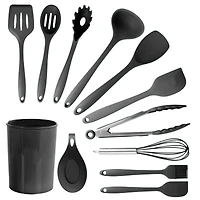 MegaChef Black Silicone Cooking Utensils Set, 12ct.