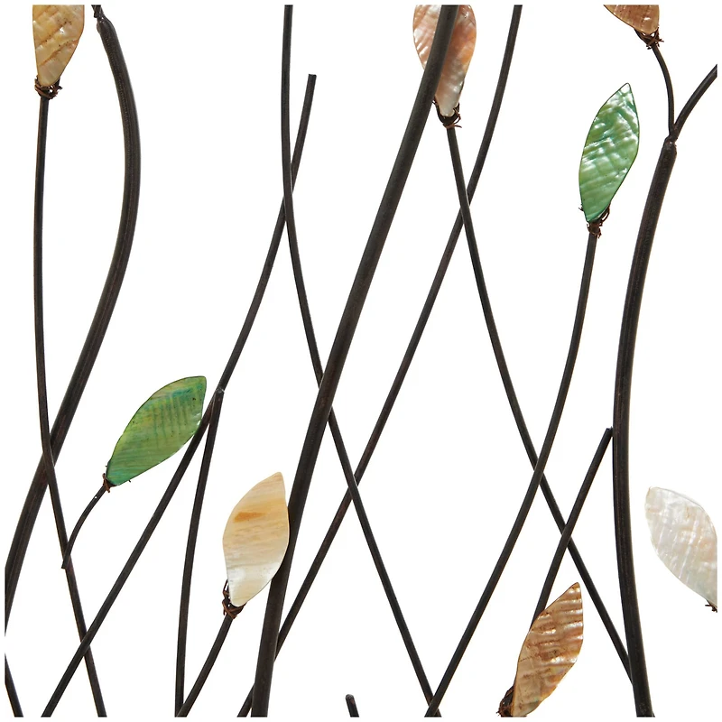 26.5" Black Metal Leaf with Black Base Sculpture