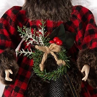 Glitzhome® 16" Red Plaid Faux Fur Angel Tree Topper