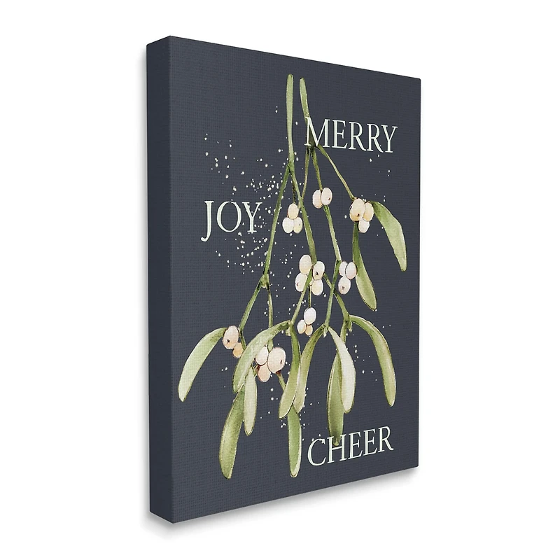 Stupell Industries Merry Joy Cheer Holly Berries Canvas Wall Art