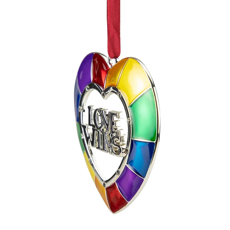 3" Faceted Love Wins Pride Heart Ornament with European Crystals