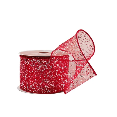 2.5" x 20ft. Red Sugar Wired Sheer Ribbon by Celebrate It®