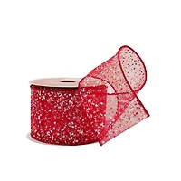 2.5" x 20ft. Red Sugar Wired Sheer Ribbon by Celebrate It®