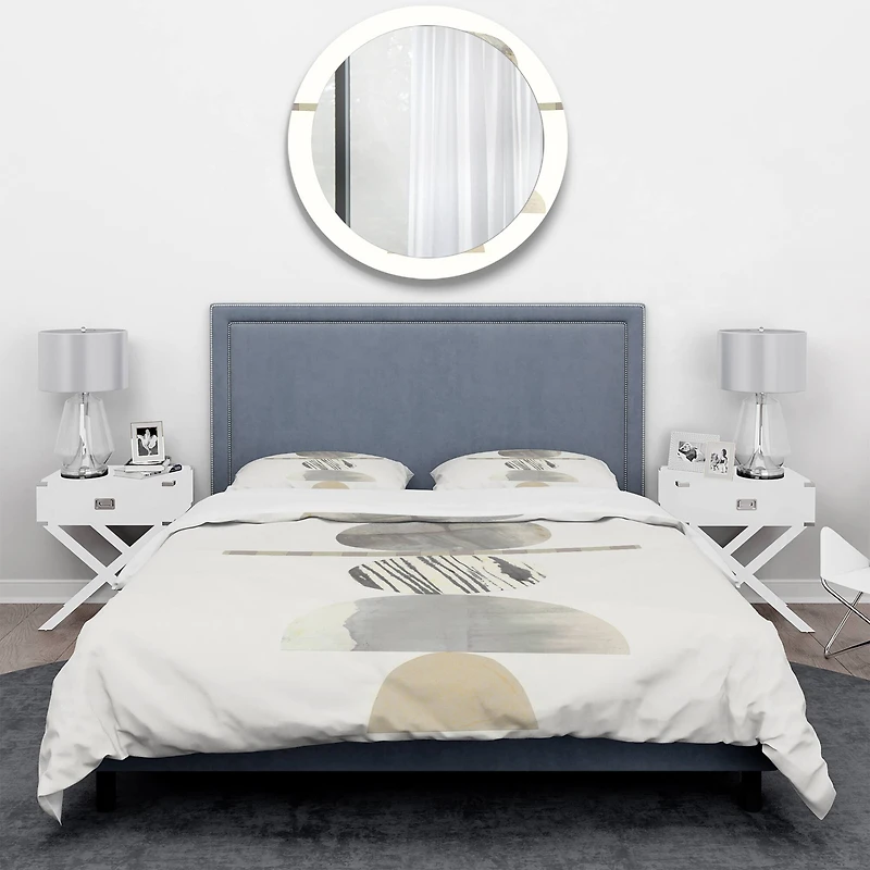 Designart 'Geometric Balance Neutral I' Geometric Bedding Set