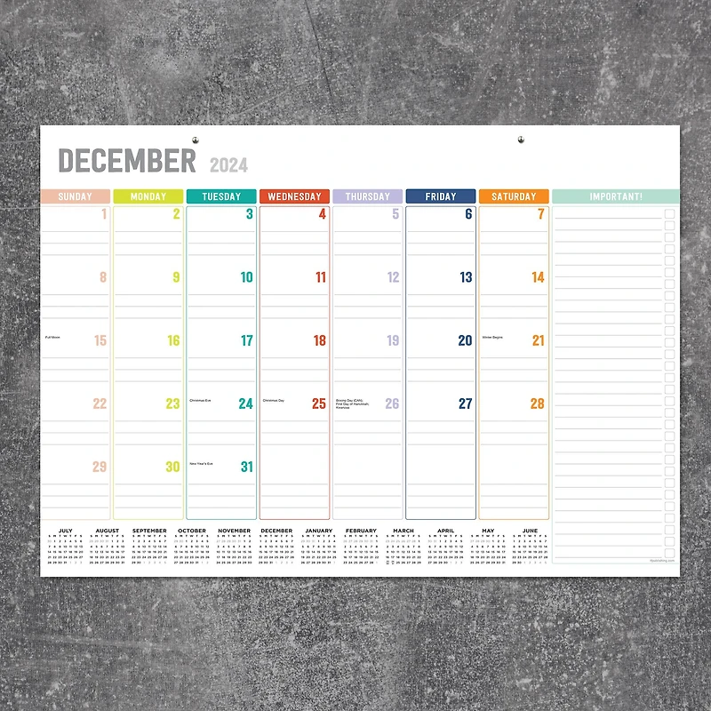 TF Publishing 2024-2025 Medium Rainbow Blocks Desk Pad Calendar