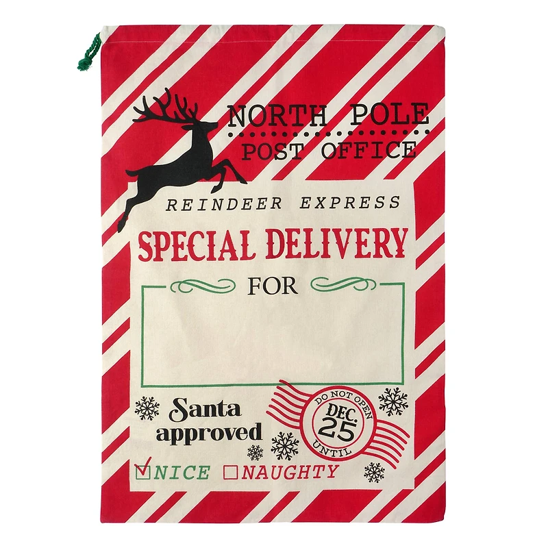 Large Red & White Stripes North Pole Santa Sack by Celebrate It™