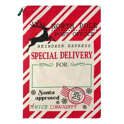 Large Red & White Stripes North Pole Santa Sack by Celebrate It™