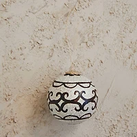 Hello Honey® 4" White & Brown Hand-Painted Plastic Ball Ornament