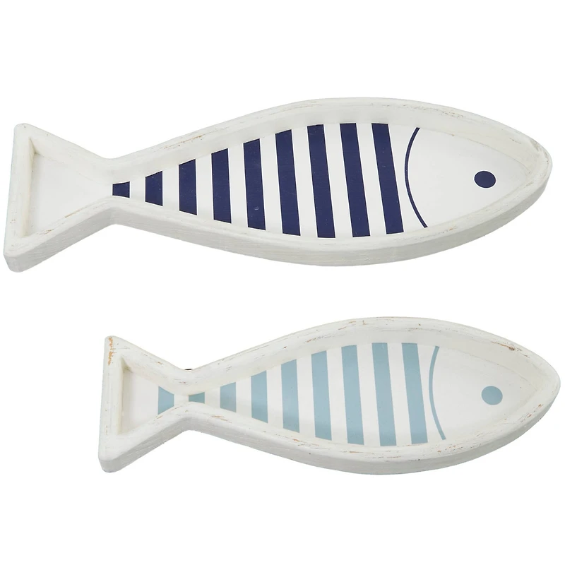White Wood Fish Tray Set