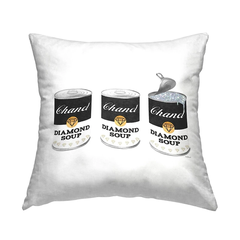 Stupell Industries Chic Black Diamond Soup Can Pop Style Throw Pillow, 18" x 18"